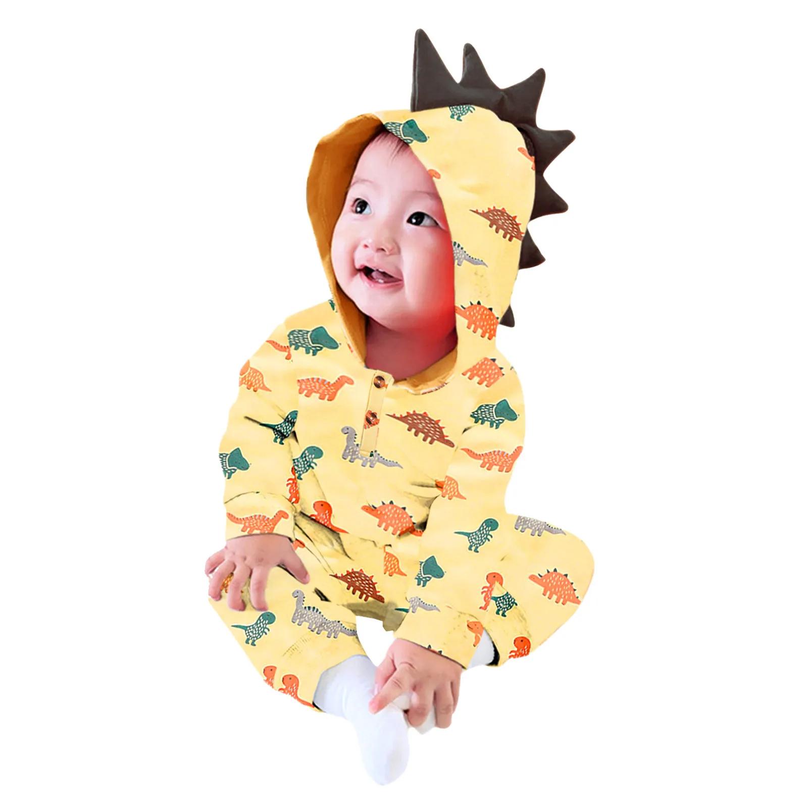 Sleeve Jumpsuit Girls Boys Long Dinosaur Baby Hooded Romper Cartoon Printed Infant Long Pant Rompers for Girls Girls
